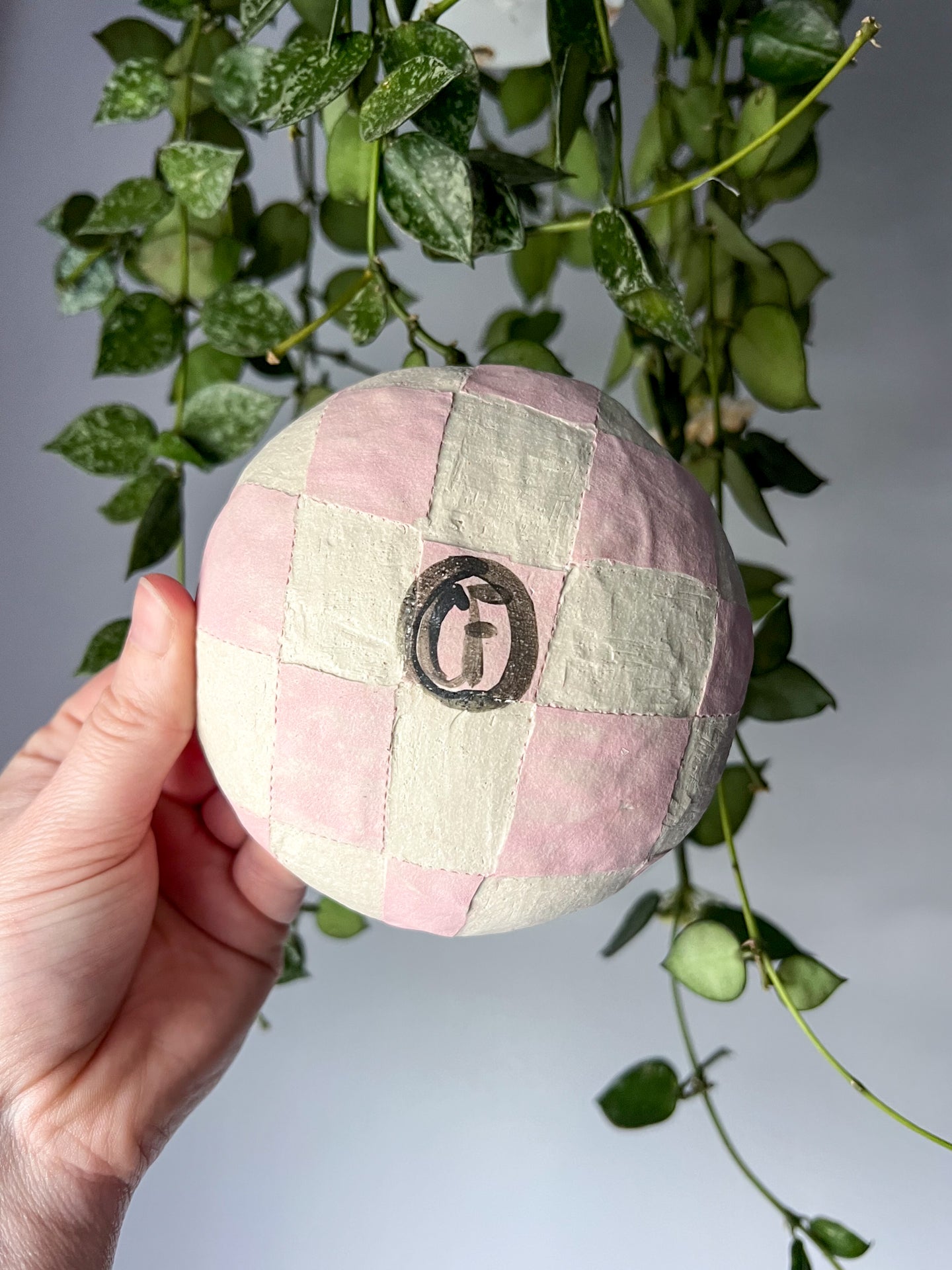 pink checkered trinket dish #2