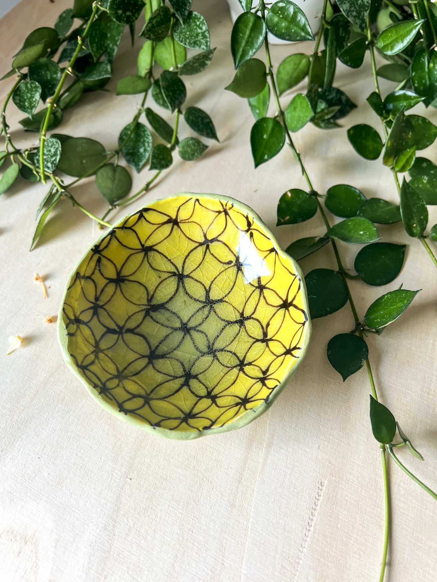 chartreuse pattern trinket dish
