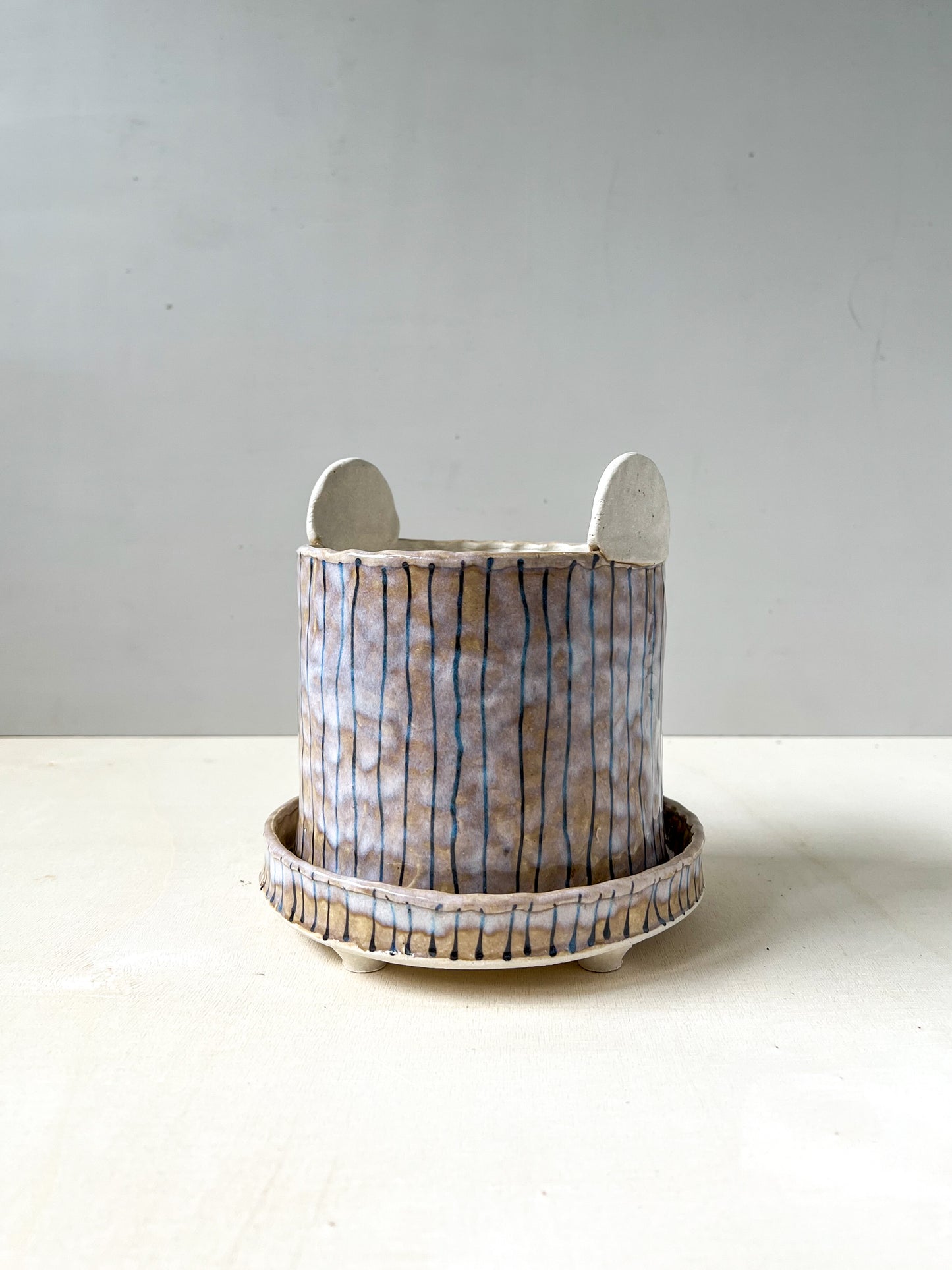 purple pinstripes planter (with a matching dish!)