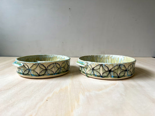 large pet bowl set - with slow feeder!