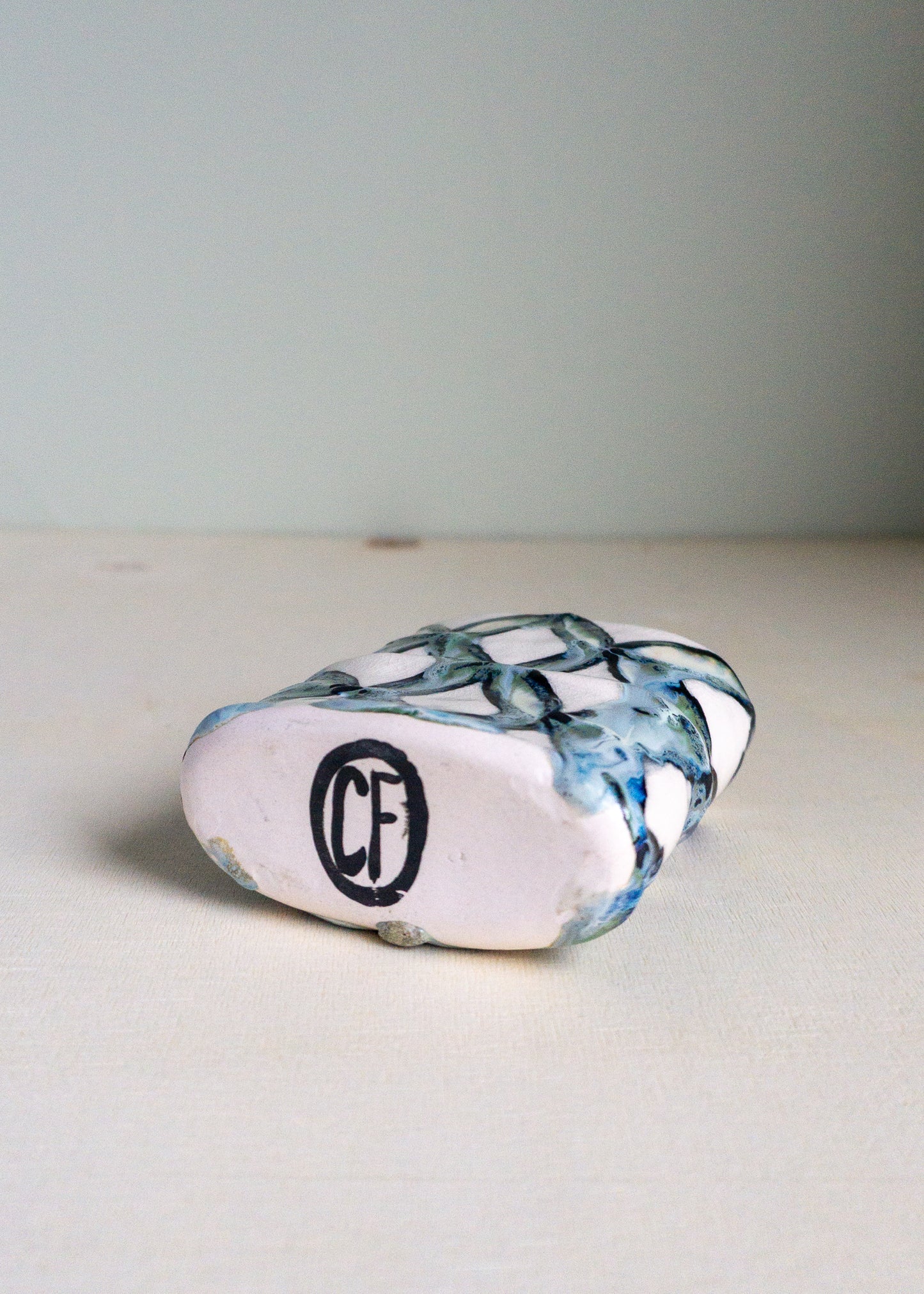 blue patterned flask
