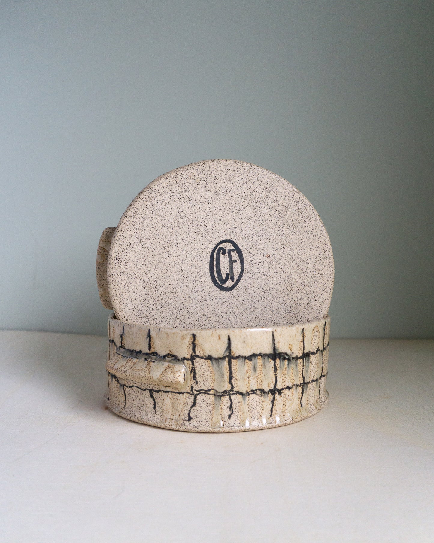 *single only* speckled grid pet bowl set - large