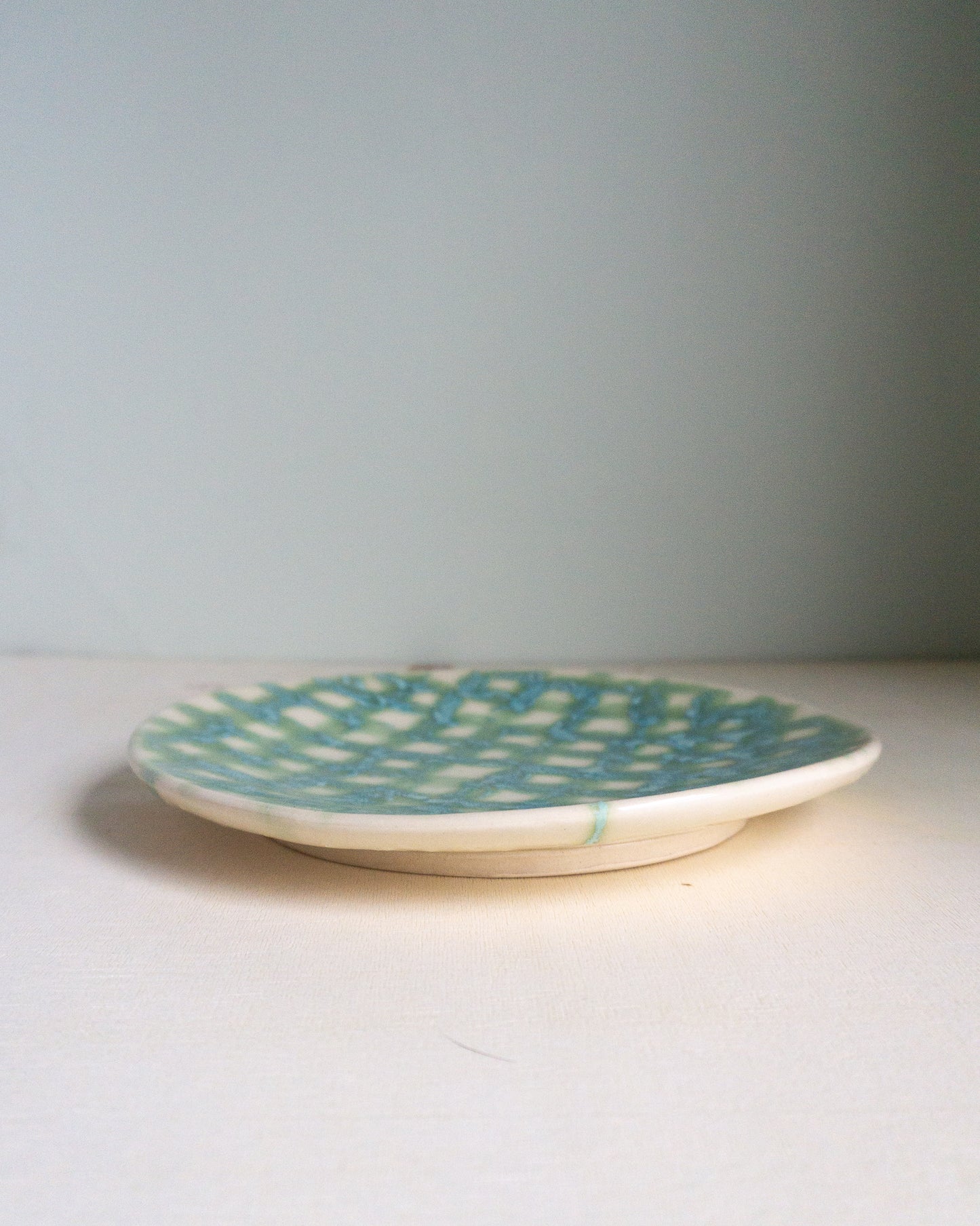 blue-green patterned plate